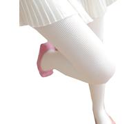 SurBepo Women Fishnet Hollow Out Knitted Patterned Thick Warm Stockings Tights Vertical Strips Pantyhose For Female, Thick-white Thin Lines, One Size