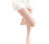 SurBepo Women's Fishnet Hollow Out Knitted Patterned Stockings Tights Vertical Strips Pantyhose For Female, Lt Pink, One size