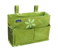 Surblue Bedside Caddy Hanging Bed Organizer Storage Bag Pocket for Bunk and Hospital Beds, College Dorm Rooms Baby Bed Rails,Camp Chiars?Wheelchair Side Bag?4 Pockets and 2 Hooks (Flower)