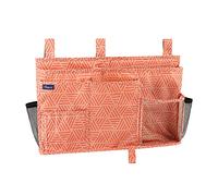 Surblue Bedside Caddy Hanging Organizer Storage Bag Pocket for Bunk, Hospital, College Dorm Rooms, Baby Bed Rails, Camp (8 Pockets), Orange Plaid