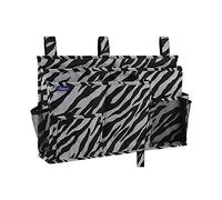 Surblue Bedside Caddy Hanging Organizer Storage Bag Pocket for Bunk, Hospital, College Dorm Rooms, Baby Bed Rails, Camp - 8 Pockets (Large, Zebra)