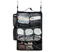 Surblue Hanging Shelves Travel Storage Bag Compression Packing Cube for Suitcase Collapsible with Extension Layer Large Capacity,Black,XXL