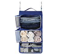 Surblue Hanging Shelves Travel Storage Bag Compression Packing Cube for Suitcase Collapsible with Extension Layer Large Capacity,Blue,XL