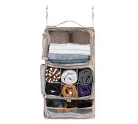 Surblue Hanging Shelves Travel Storage Bag Compression Packing Cube for Suitcase Collapsible with Extension Layer Large Capacity,Beige,XL