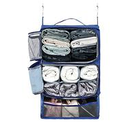 Surblue Hanging Shelves Travel Storage Bag Compression Packing Cube for Suitcase Collapsible with Extension Layer Large Capacity,Blue,XXL