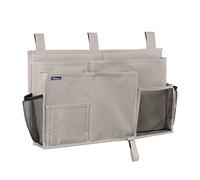 Surblue Hanging Storage Bag for Bunk Bed and Hospital College Dorm, Baby Bed Ramps, Camping, 4 Pockets and 2 Hooks (Small, Grey)