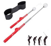 Surbootime Golf Set Retractable Training Aid, Golf Swing Training Aid with Arm Posture Correction Strap, Adjustable Golf Grip Trainer, Golf Practice Accessories for Beginners and Professionals (red)