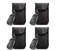 Surborder Shop 4PK Faraday Pouch for Car Keys Faraday Bag,3.5''X5.6''Faraday Cage Protector,Car RFID Signal Blocking, Anti-Theft Pouch Anti-Hacking Case Blocker (Red 2Pack + Black 2Pack)