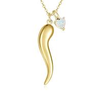 Surcha 14K Gold Italian Horn Pendant Necklaces with Heart Birthstone Charm for Women Cornicello Corno Necklace Talisman Protection Good Luck Jewelry Mothers Day Anniversary Birthday Gifts for Wife Her
