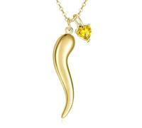 Surcha 14K Gold Italian Horn Pendant Necklaces with Heart Birthstone Charm for Women Cornicello Corno Necklace Talisman Protection Good Luck Jewelry Mothers Day Anniversary Birthday Gifts for Wife Her