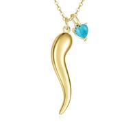 Surcha 14K Gold Italian Horn Pendant Necklaces with Heart Birthstone Charm for Women Cornicello Corno Necklace Talisman Protection Good Luck Jewelry Mothers Day Anniversary Birthday Gifts for Wife Her