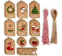 Surcotto 100 Pcs Kraft Christmas Tags for Kids - Brown Hanging Gift Tags with Strings