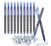 Surcotto 12pcs Erasable Pens Blue, Friction Pens with Rubber, Rub Out Pens with Eraser, Eraser Pen for Kids Adults School Writing Office Stationary Supplies, Erase Clean Easily, Paper Harmless