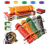 Surcotto 30 Pack Christmas Crackers,Make Your Own Xmas Cracker Kit,DIY Christmas Crackers Bulk,Christmas Party Cracker Candy Paper Boxes Novelty Decorations with Hats Riddle Cards, No Snap