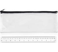 Surcotto 32cm Clear Pencil Case for Exams, 30 cm Ruler Included, Large Long Transparent See Through Pencil Case for GCSEs, 1 Pcs, 32cm Clear-Black