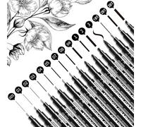 Surcotto Black Fineliner Pens, 15 Pack Fine Liner Pens Black, Drawing Pens for Artist and Adult, Waterproof Micron Pens Set for Sketching Illustration Drawing Anime Manga