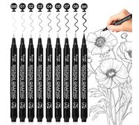 Surcotto Black Fineliner Pens, 9 Pack Fine Liner Pens Black, Drawing Pens for Artist and Adult, Waterproof Micron Pens Set for Sketching, Illustration, Drawing, Anime, Manga, DIY Gifts Projects