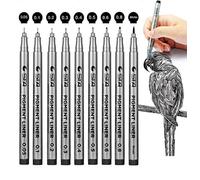 Surcotto Black Fineliner Pens - Set of 9 Fine Liners, Pigment Liner, Waterproof Micro-Pens for Bullet Journal, Technical Drawing, Office Documents, Illustration, Manga