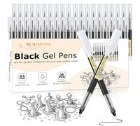 Surcotto Gel Pens, 50pcs 0.5mm Black Gel Ink Pens, Ultra-Fast Drying, Gel Pen for Writing, Drawing, and Outlining, Black Pens for Student, office worker etc.