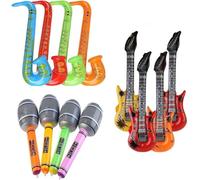 Surcotto Instrumental Balloons, Inflatable Guitar Saxophone Microphone Balloon Set, 12 Pack Musical Instruments Accessories For Kids Adults Party Decoration