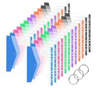 Surcotto Plastic Wallets A4 Punched Pockets,24 Pack Expandable Plastic Document Files Popper Wallet,11 Holes Large Capacity Binder Pocket with Velcro and Label Pocket, Envelope File Folders