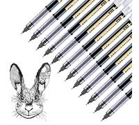 Surcotto Rollerball pen, 0.5 mm Black Gel Pen Quick-Drying Ink Extra Fine Point Pens Micro Liner Pen Liquid Ink Fineliner Pen - Pack of 12