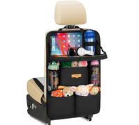 SURDOCA Car Seat Organiser Kids with Foldable Tray - 7 Pockets, Roadtrip Essentials - Fits Most Vehicles