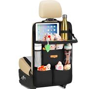 SURDOCA Car Seat Organiser Kids with Foldable Tray - NEW MODEL Seat Storage with Touchable Tablet Pocket, Roadtrip Essentials - Fits Most Vehicles