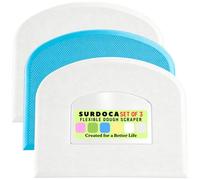 SURDOCA Dough Scraper Bench Scraper - 3P 4.7x3.7 Plastic Flexible Bowl Scraper, Sharp Edge & Angles Cake Scraper. Non-Slip Bakeware Decorating Tools Sculpting & Modeling Tools - White+Blue+White