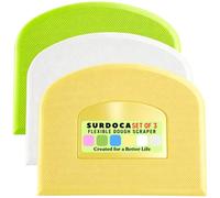 SURDOCA Dough Scraper Bench Scraper - 3P 4.7x3.7 Plastic Flexible Bowl Scraper, Sharp Edge & Angles Cake Scraper. Non-Slip Bakeware Decorating Tools Sculpting & Modeling Tools - White+Yellow+Green