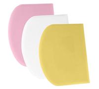 SURDOCA Dough Scraper Bench Scraper - 3P 4.7x3.7 Plastic Flexible Bowl Scraper, Sharp Edge & Angles Cake Scraper. Non-Slip Bakeware Decorating Tools Sculpting & Modeling Tools - Yellow+White+Pink