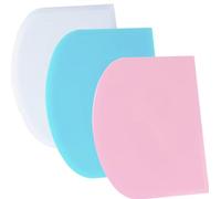SURDOCA Dough Scraper Bench Scraper - 3P 4.7x3.7 Plastic Flexible Bowl Scraper, Sharp Edge & Angles Cake Scraper. Non-Slip Bakeware Decorating Tools Sculpting & Modeling Tools - Blue+White+Pink