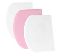 SURDOCA Dough Scraper Bench Scraper - 3P 5.9x4.3 Plastic Flexible Bowl Scraper, Sharp Edge & Angles Cake Scraper. Non-Slip Bakeware Decorating Tools Sculpting & Modeling Tools - White+Pink+White