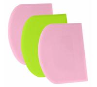SURDOCA Dough Scraper Bench Scraper - 3P 5.9x4.3 Plastic Flexible Bowl Scraper, Sharp Edge & Angles Cake Scraper. Non-Slip Bakeware Decorating Tools Sculpting & Modeling Tools - Pink+Green+Pink
