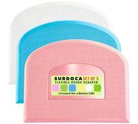 SURDOCA Dough Scraper Bench Scraper - 3P 5.9x4.3 Plastic Flexible Bowl Scraper, Sharp Edge & Angles Cake Scraper. Non-Slip Bakeware Decorating Tools Sculpting & Modeling Tools - Blue+White+Pink