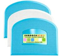SURDOCA Dough Scraper Bench Scraper - 3P 7.1x4.9 Plastic Flexible Bowl Scraper, Sharp Edge & Angles Cake Scraper. Non-Slip Bakeware Decorating Tools Sculpting & Modeling Tools - Blue+White+Blue