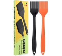 SURDOCA Silicone Basting Brush Pastry Brush - 2P 8.2" High Heat Resistant Nonstick Brushes for Kitchen Baking, Stainless Steel Core Design, BPA Free - Outdoor Dining Barbecue Utensils Basting Brushes