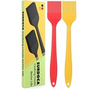 SURDOCA Silicone Basting Brush Pastry Brush - 2P 8.2" High Heat Resistant Nonstick Brushes for Kitchen Baking, Stainless Steel Core Design, BPA Free - Outdoor Dining Barbecue Utensils Basting Brushes