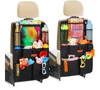 SURDOCA UPGRADED Car Seat Organiser for up to 11-inch Tablet Holder, 8 Pockets, Kids Toy Storage, Water Proof Back Seat Protector for Kids