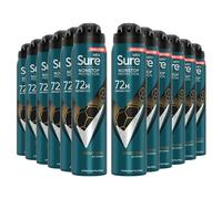 Sure Antiperspirant 72H Nonstop Sweat and Odour Protection Alcohol-Free Body Spray Anti-White Marks with Fresh and Sporty Scent Multi Fragrance Deodorant for Men, 250ml (Sport Cool, Buy 12)