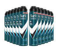 Sure Antiperspirant 72H Nonstop Sweat and Odour Protection Alcohol-Free Body Spray Anti-White Marks with Fresh and Sporty Scent Multi Fragrance Deodorant for Men, 250ml (Invisible Ice Fresh, Buy 12)