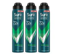 Sure Antiperspirant Body Spray - 72H Alcohol-Free Anti-White Marks - Quantum Dry 250ml (3pk) for Men
