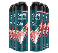 Sure Antiperspirant 72H Nonstop Sweat and Odour Protection Alcohol-Free Body Spray Anti-White Marks with Fresh and Sporty Scent Multi Fragrance Deodorant for Men, 150ml Pack of 6 (Ultra Fresh)