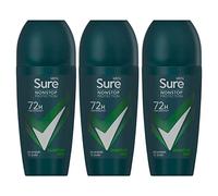 Sure Antiperspirant 72H Nonstop Sweat and Odour Protection Alcohol-Free Roll On with Citrusy, Spicy and Woody Scent Multi Fragrance Deodorant for Men, 50ml Pack of 3 (Quantum Dry)