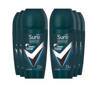 Sure Antiperspirant 72H Nonstop Sweat and Odour Protection Alcohol-Free Roll On with Citrusy, Spicy and Woody Scent Multi Fragrance Deodorant for Men, 50ml Pack of 6 (Ice Fresh)