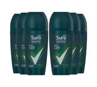 Sure Antiperspirant 72H Nonstop Sweat and Odour Protection Alcohol-Free Roll On with Citrusy, Spicy and Woody Scent Multi Fragrance Deodorant for Men, 50ml Pack of 6 (Quantum Dry)
