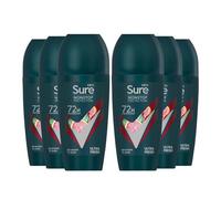 Sure Antiperspirant 72H Nonstop Sweat and Odour Protection Alcohol-Free Roll On with Citrusy, Spicy and Woody Scent Multi Fragrance Deodorant for Men, 50ml Pack of 6 (Ultra Fresh)