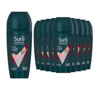 Sure Antiperspirant 72H Nonstop Sweat and Odour Protection Alcohol-Free Roll On with Citrusy, Spicy and Woody Scent Multi Fragrance Deodorant for Men, 50ml Pack of 12 (Ultra Fresh)