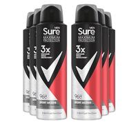 Sure Antiperspirant 96H Maximum Sweat and Odour Protection Alcohol-Free Body Spray Anti-White Marks with Fresh and Sporty Multi Fragrance Deodorant for Men, 150ml Pack of 6 (Sport Active)