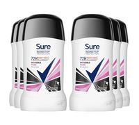 Sure Antiperspirant Deodorant Stick Invisible Pure 72H Nonstop Sweat and Odour Protection Roll On with Fresh and Light Scent Deodorant for Women, 50ml Pack of 6